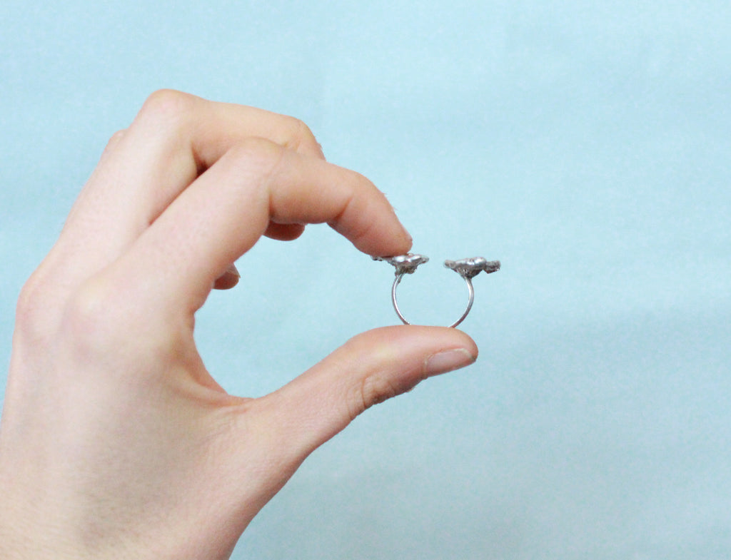 Bague Duo Coeur Volute Ajustable