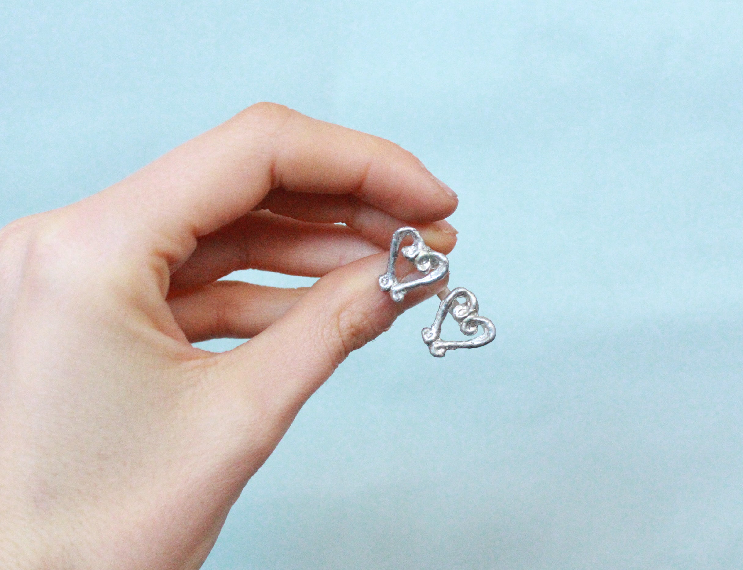 Bague Duo Coeur Volute Ajustable